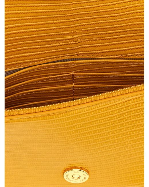 Elisabetta Franchi Yellow Lizard Print Crossbody Bag