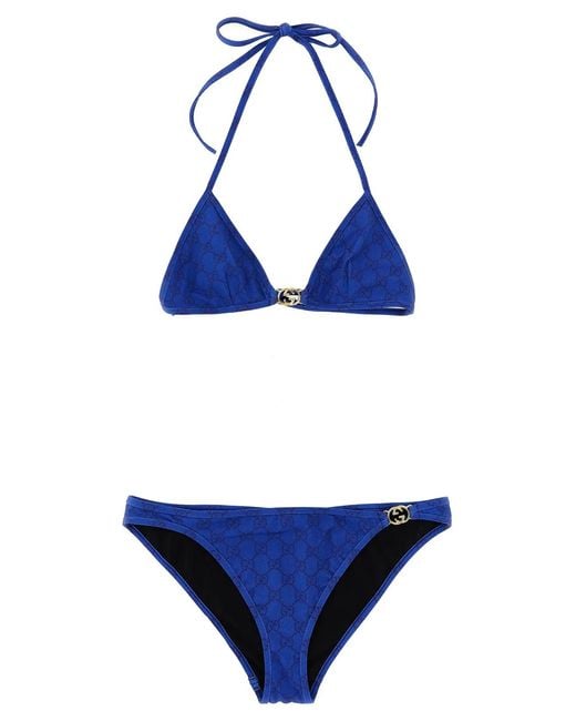 Gucci Blue 'Incrocio Gg' Bikini