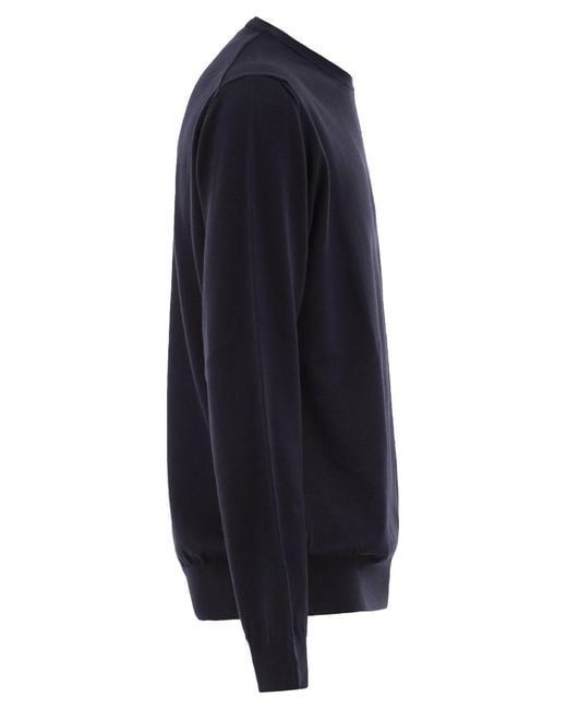 Premiata Blue Merino Wool Crew-Neck Jumper for men