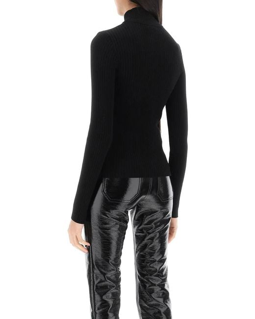 Courreges Black Courregès Roll Neck Ribbed Jumper