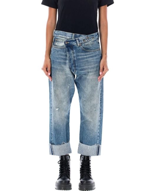 R13 Blue Cross Over Jeans