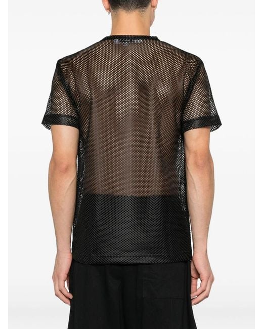 COMME DES GARÇONS PLAY Black Tshirt Mesh Emblem for men
