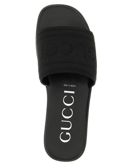 Gucci Black Jacquard Logo Slides for men