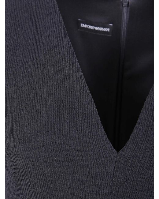 Emporio Armani Blue Sleeveless V-Neck Dress