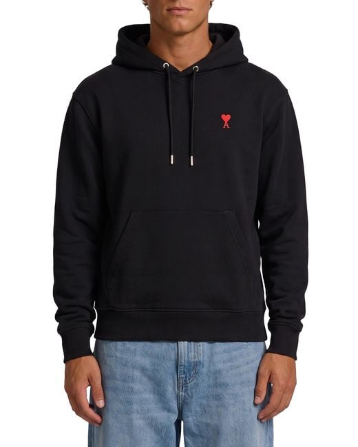 AMI Black Ami De Coeur Hoodie for men
