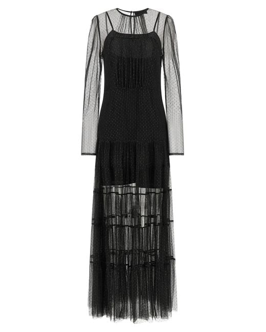 Twinset Black Twin Set Lamé Thread Dress