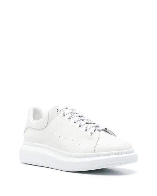 McQueen White Lace Up Logo Sneakers