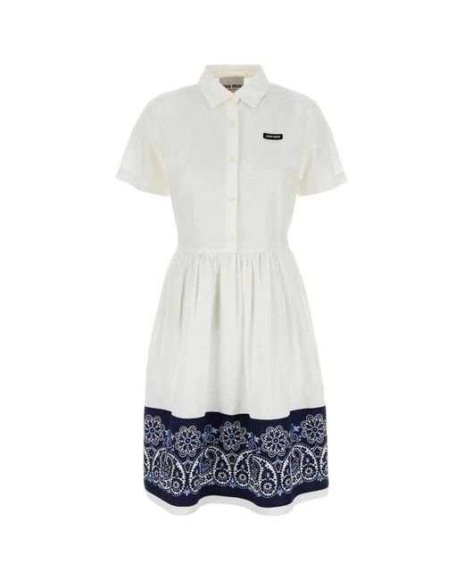 Miu Miu White Cotton Blend Shirt Dress