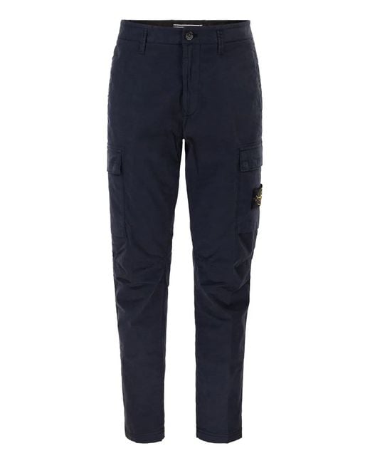Stone Island Blue Regular Tapered Fit Cargo Trousers for men