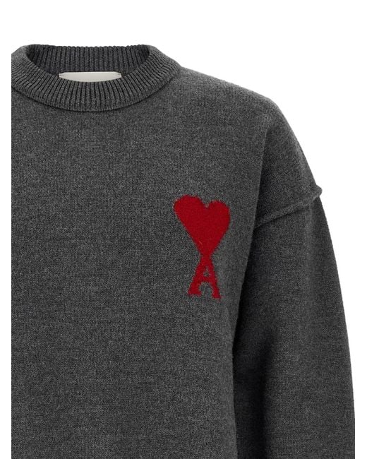 AMI Gray 'Ami De Coeur' Sweater for men