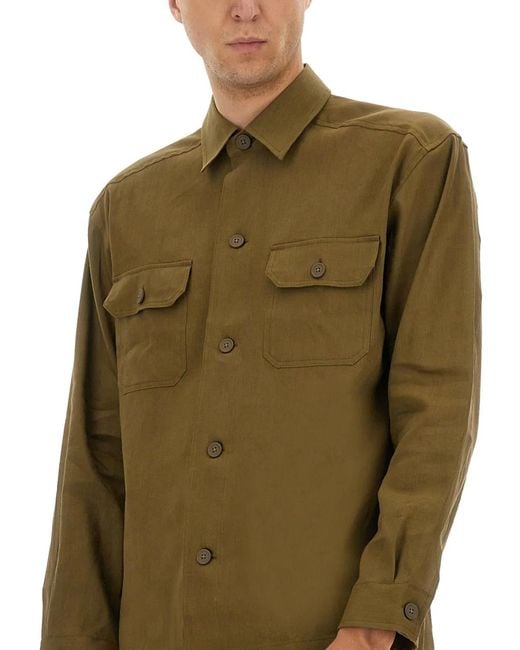 Boss Green Stretch Linen And Viscose Shirt for men
