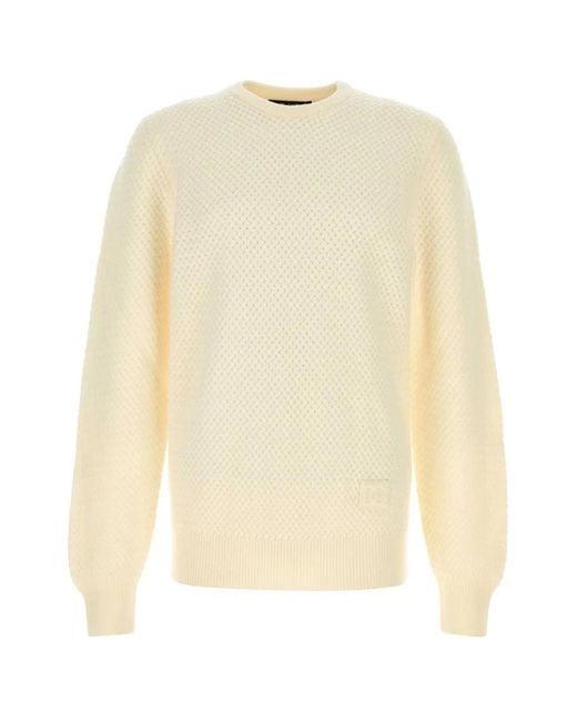 Dolce & Gabbana Natural Dolce & Gabbana Ivory Wool Sweater for men