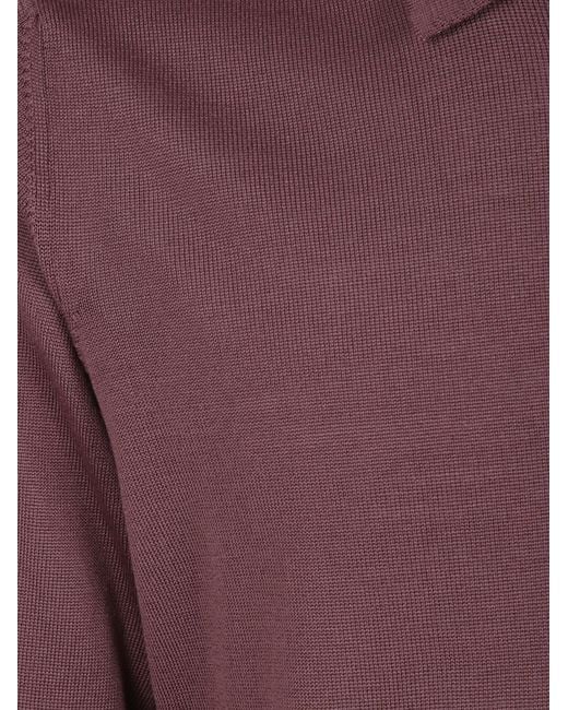 Nuur Purple Long Sleeves Serafino Neck Sweater for men