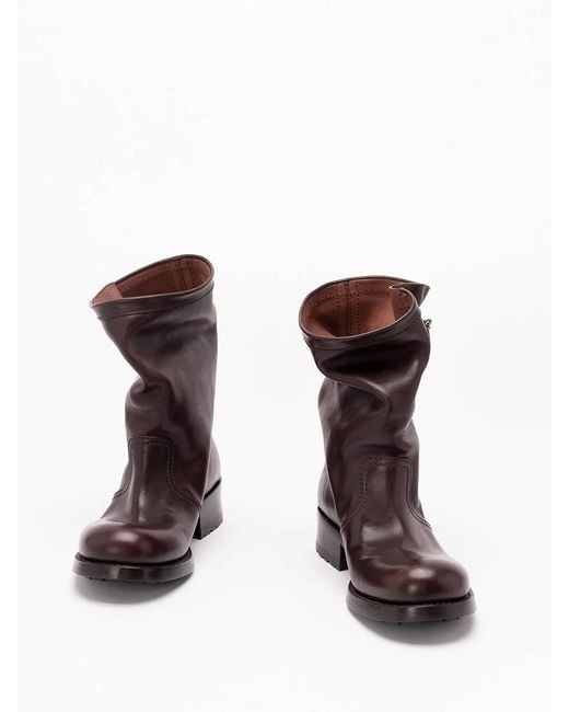 Prada Brown Leather Mid-Calf Boots