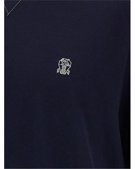 Brunello Cucinelli Blue Double Layer T-Shirt for men