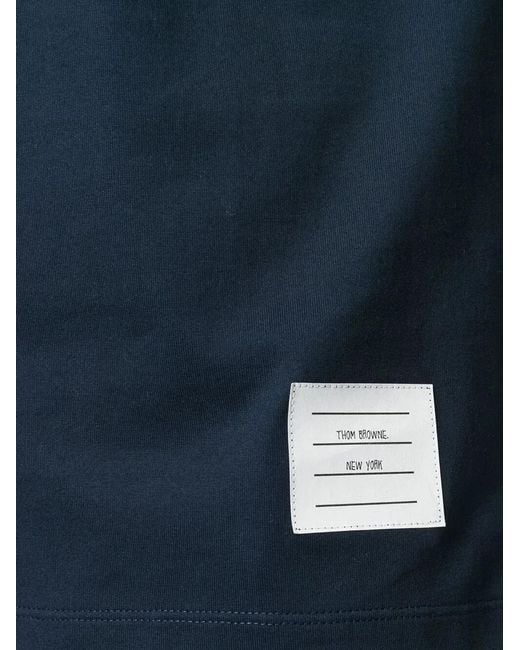 Thom Browne Blue Relaxed Fit Ss Tee With Side Slit for men