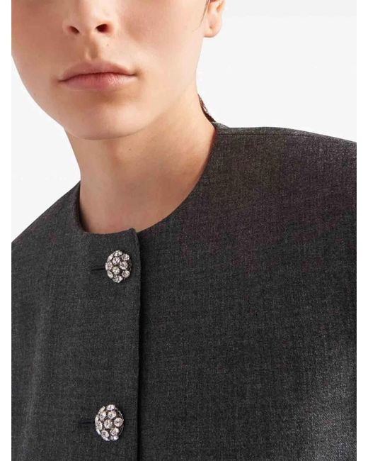 Prada Gray Cropped Jacket With Feather