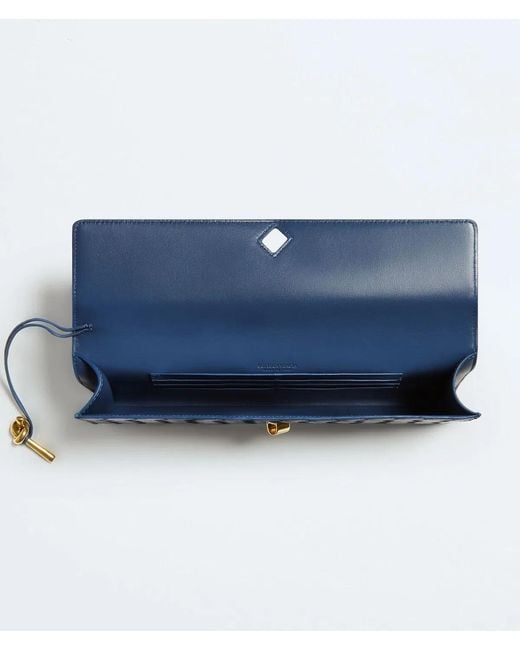 Bottega Veneta Blue Venezia Andiamo Long Intreccio Leather Clutch