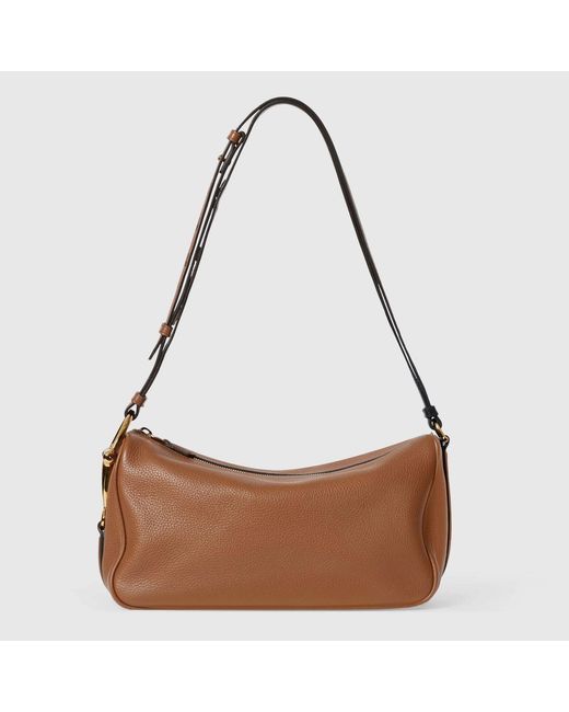 Gucci Brown Half Horsebit Medium Shoulder Bag