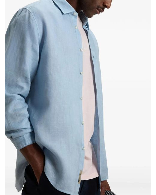 Woolrich Blue Linen Shirt for men