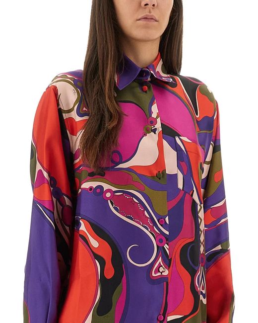 Emilio Pucci Red Orchid Print Shirt