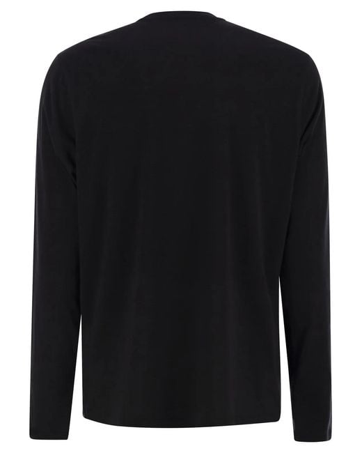Majestic Black Long-Sleeved Crew-Neck T-Shirt for men
