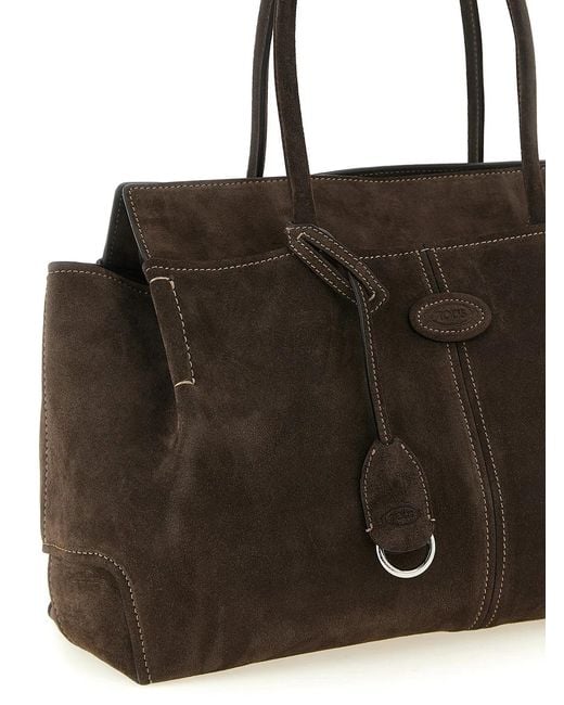 Tod's Black Medium Suede Shopping Bag
