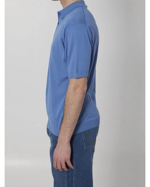 John Smedley Blue Adrian Polo Shirt for men