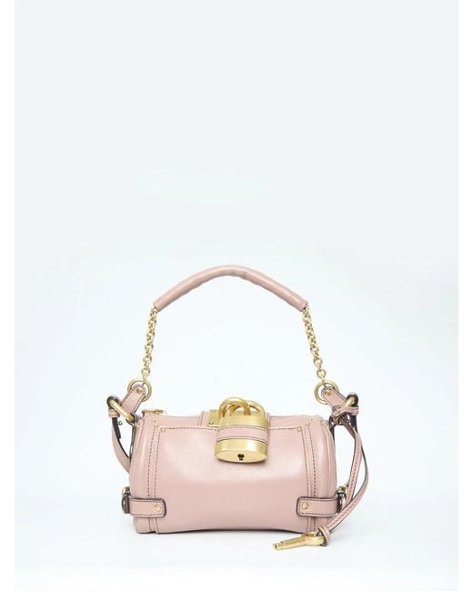 Chloé Pink Antiqued Leather Small Paddington Shoulder Bag
