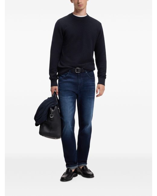 Boss Blue Virgin Wool Sweater for men
