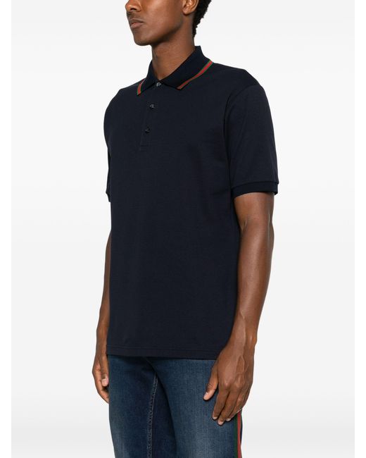 Gucci Blue Cotton Piqué Jersey Polo Shirt for men