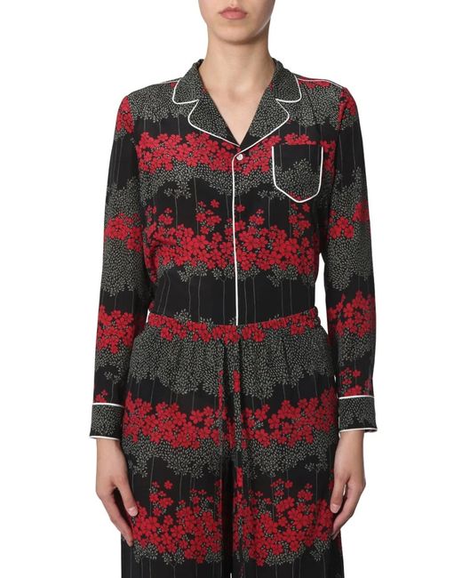 RED Valentino Red Shirt With Dreaming Peony Print