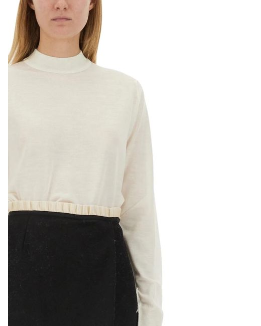 Maison Margiela White Solid Mock Collar Sweater