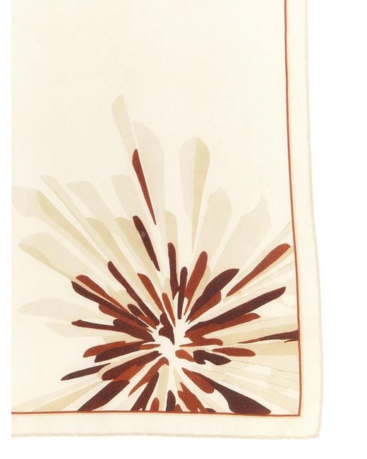 Brunello Cucinelli White 'Bloom Print' Scarf