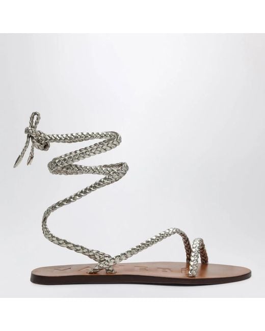 Manebí Metallic Platinum Leather Sandals