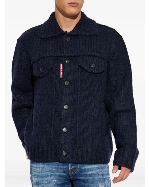 DSquared² Blue Knit Jean Jacket for men