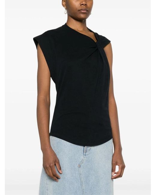 Isabel Marant Black Asymmetric Organic Cotton T Shirt