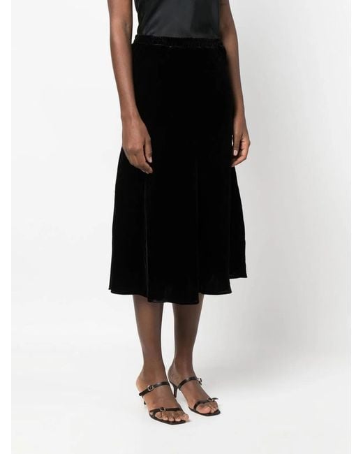 Gold Hawk Black Velvet Long Skirt