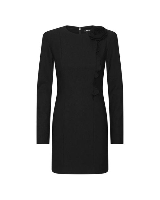 ROTATE BIRGER CHRISTENSEN Black Crepe Mini Flower Dress