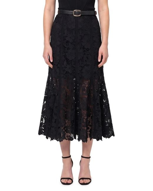 Self-Portrait Black Self Portrait Lace Midi Skirt