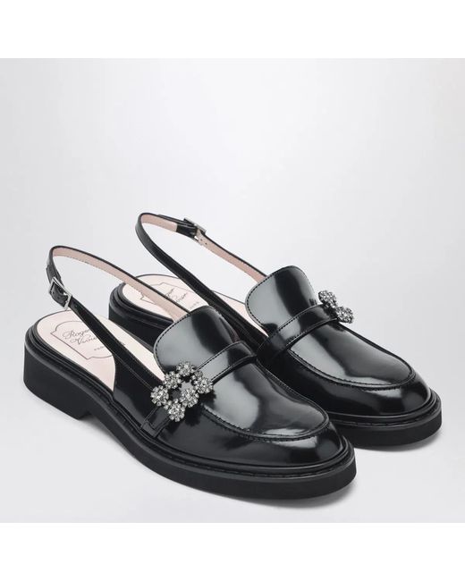 Roger Vivier Black Viv' Rangers Slingback Loafers
