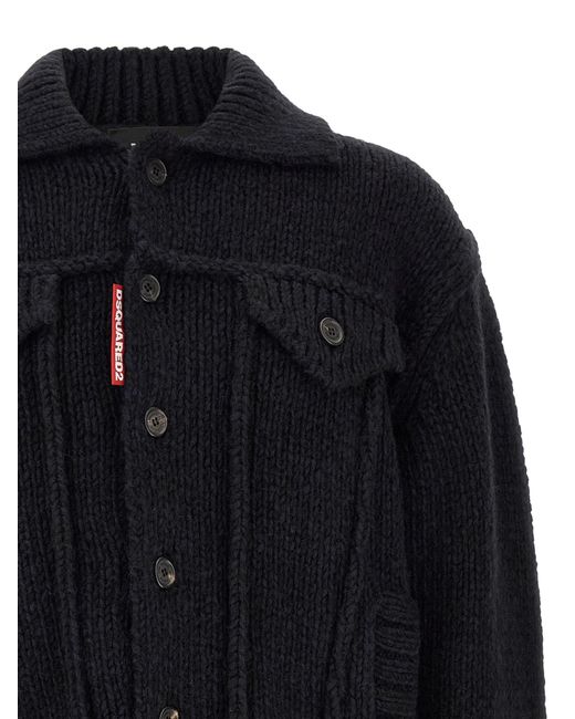 DSquared² Blue Logo Patch Cardigan for men