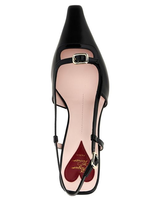 Roger Vivier Black Calfskin Mid Heel Pumps