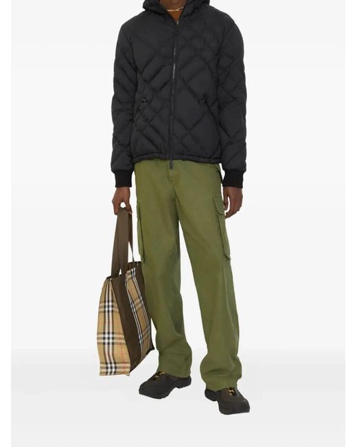 Burberry Green Cotton Cargo Trousers With Adjustable Waist for men