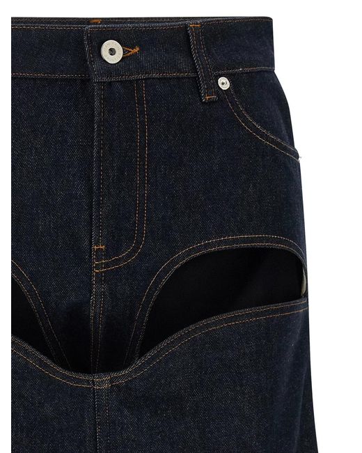 Jean Paul Gaultier Blue 'Denim Mini Skirt With Cuts And Turn Up' Skirt