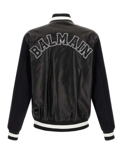 Balmain Black 'Varsity' Bomber Jacket for men