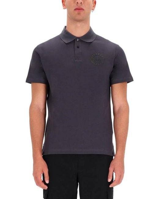 Versace Jeans Couture Blue Polo With Logo for men