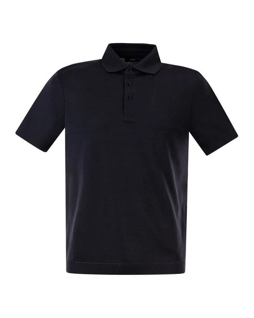 Herno Black Cotton Jersey Polo Shirt for men