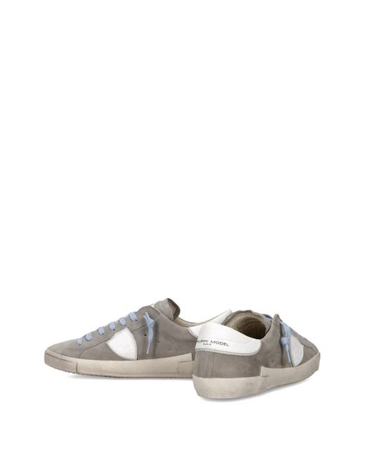 Philippe Model Gray Leather Sneakers for men
