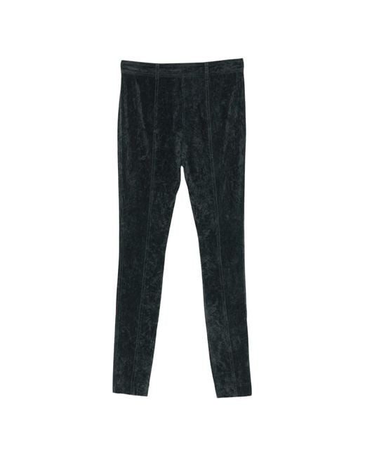 Alberta Ferretti Black Velvet-Effect Trousers